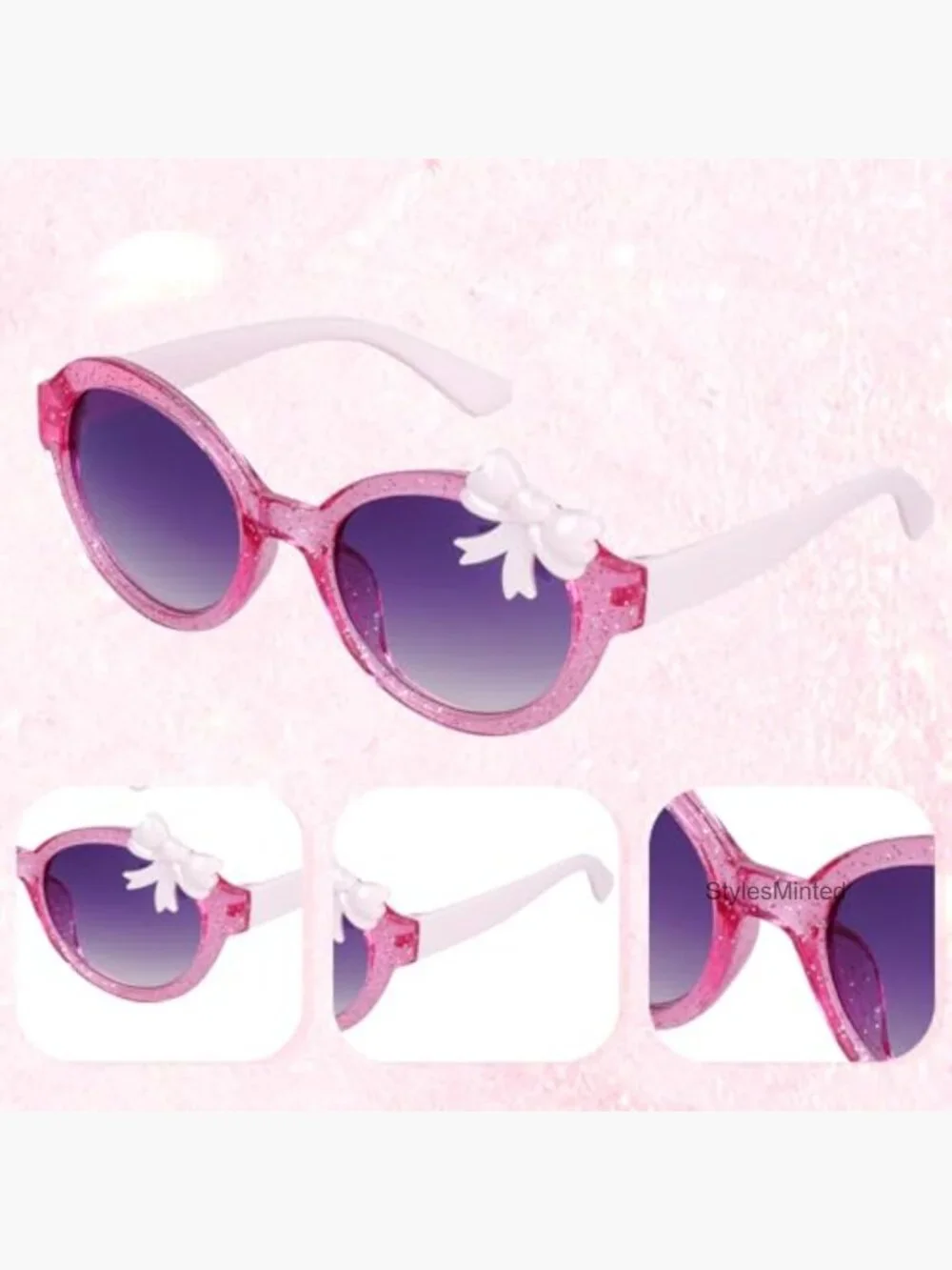 3 Pairs Kids Sunglasses with Bow Flower Decoration UV400 Protection for Toddler